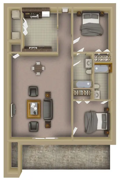 Tuscany Village — 2 BEDROOM TOWER floor plan