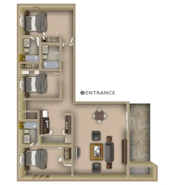 Tuscany Village — 3 BEDROOM TOWER floor plan