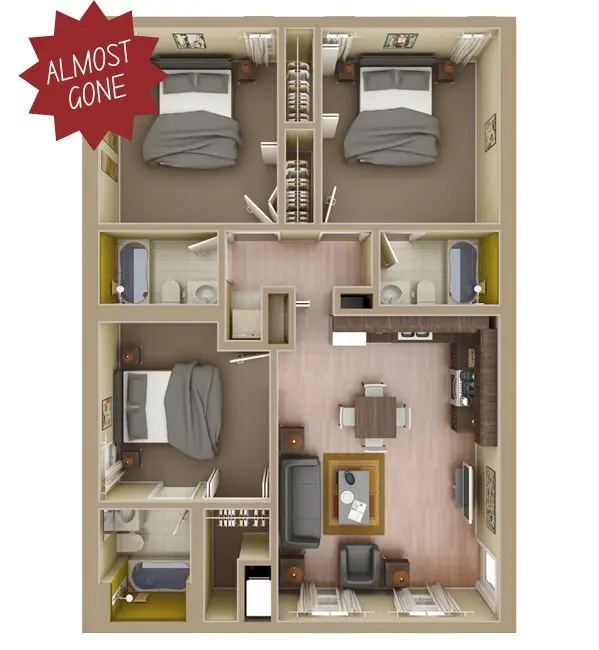 Tuscany Village — 3 BEDROOM VERANDA floor plan