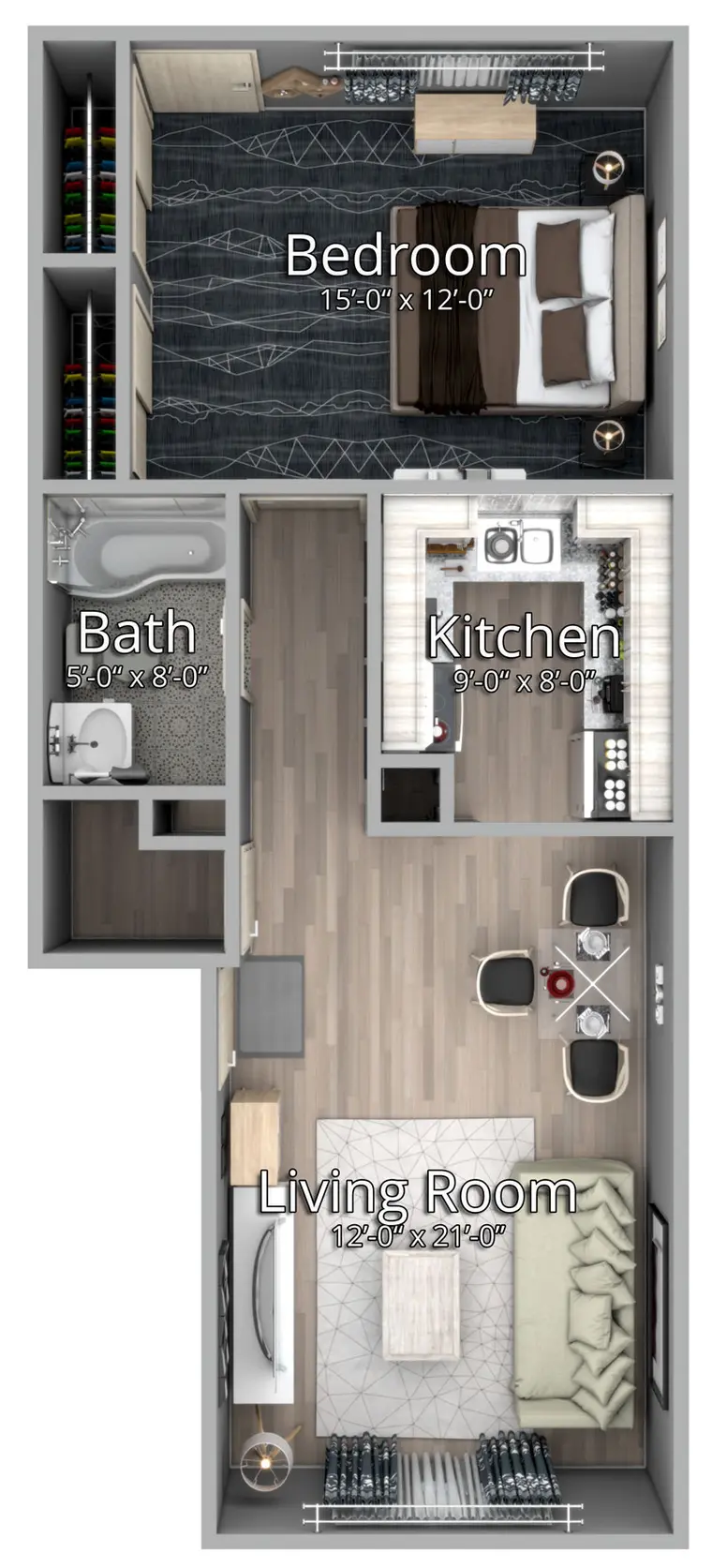 Villa Capri — 1 Bedroom / 1 Bath floor plan