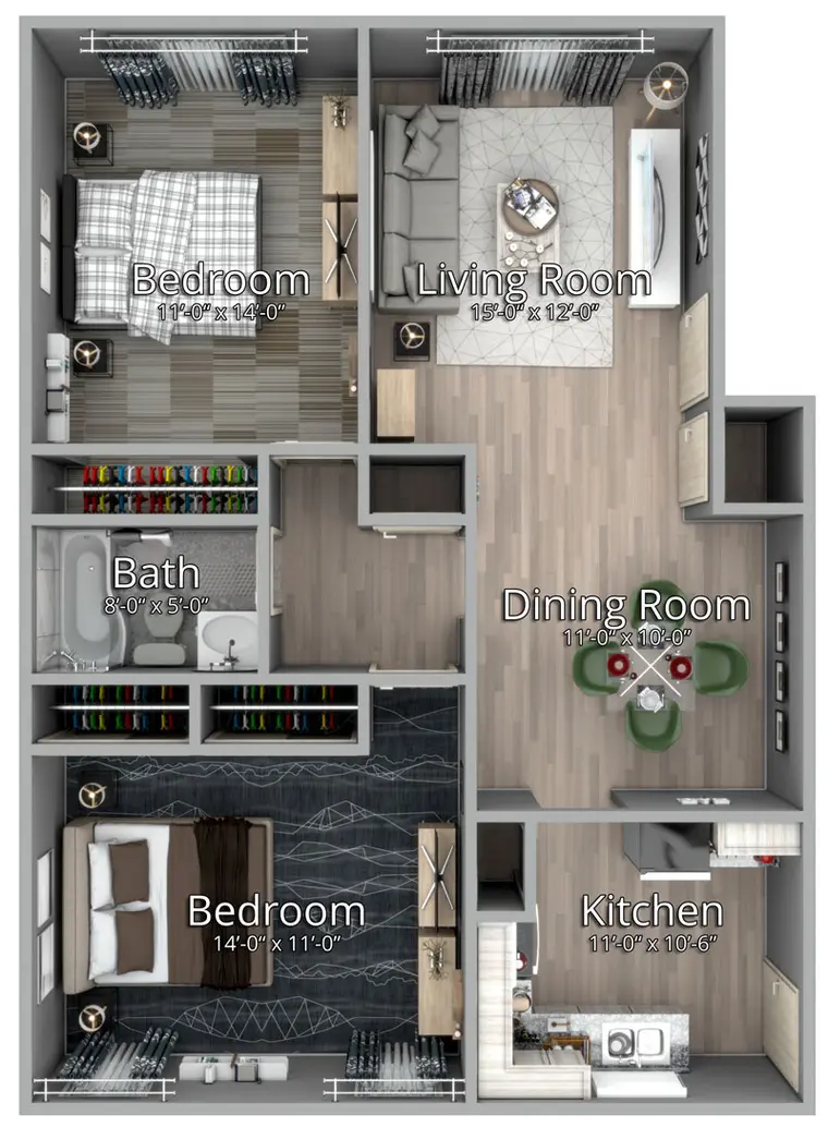 Villa Capri — 2 Bedroom / 2 Bath floor plan