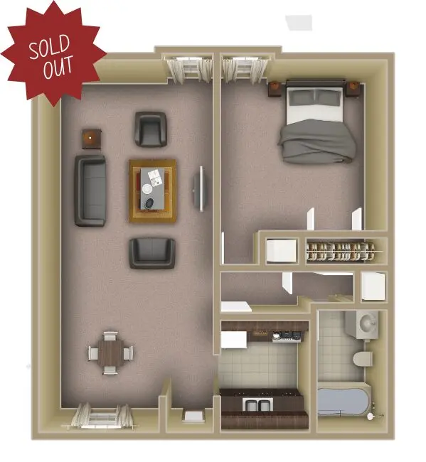 Villa Reanna — 1 BEDROOM floor plan